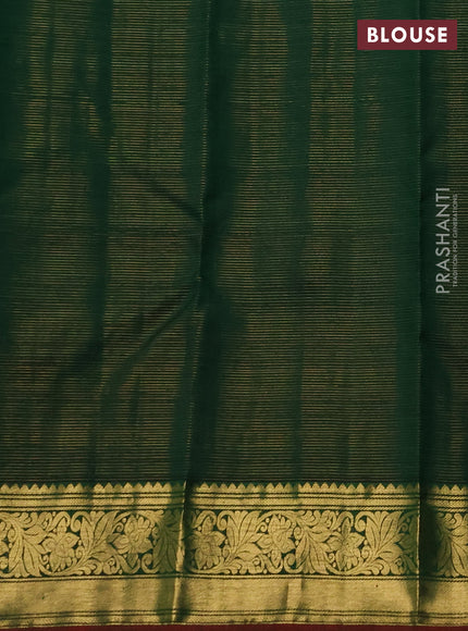 Pure kanchipuram silk saree bottle green with allover vairaosi pattern & zari woven buttas and zari woven border