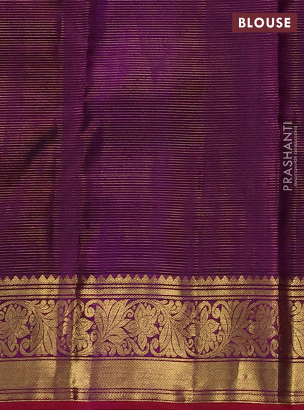 Pure kanchipuram silk saree deep purple and magenta pink with allover vairaosi pattern & zari woven buttas and zari woven border