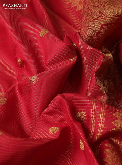 Pure kanchipuram silk saree maroon and green with allover vairaosi pattern & zari woven buttas and zari woven border