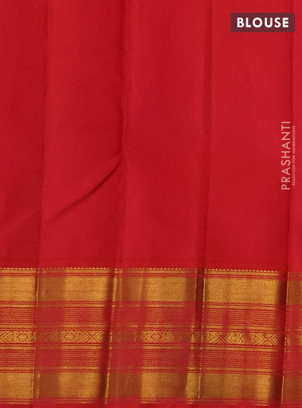 Pure kanchipuram silk saree blue and red with allover zari woven buttas and zari woven border