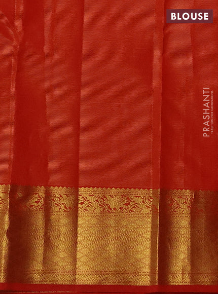 Pure kanchipuram silk saree orange with allover vairaosi pattern & zari woven buttas and zari woven border