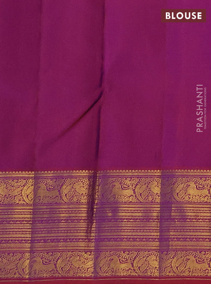 Pure kanchipuram silk saree violet and maroon with zari woven buttas and long zari woven border
