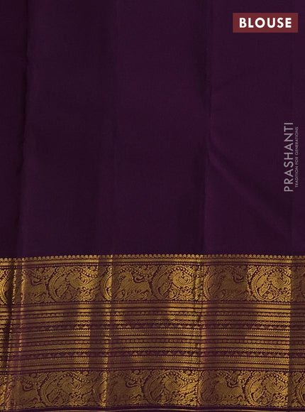 Pure kanchipuram silk saree rust shade and violet with zari woven buttas and long zari woven border