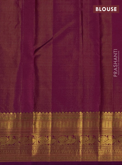Pure kanchipuram silk saree green and purple with allover vairaosi pattern & zari woven buttas and zari woven border