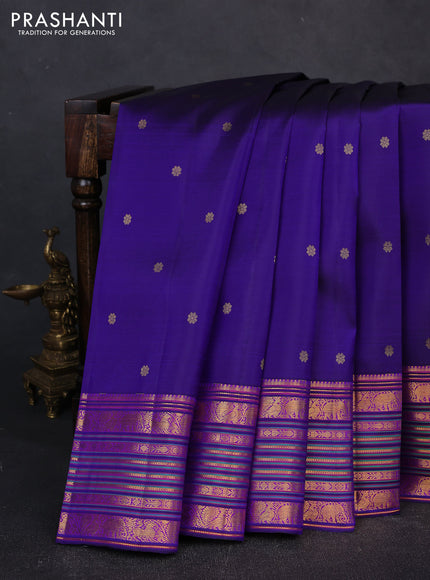 Pure kanchipuram silk saree violet with allover zari woven buttas and zari woven border