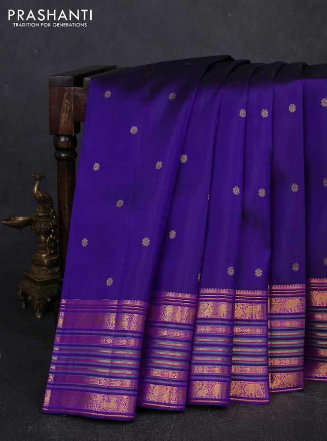 Pure kanchipuram silk saree violet with allover zari woven buttas and zari woven border