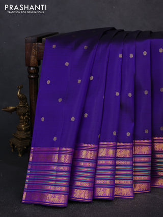 Pure kanchipuram silk saree violet with allover zari woven buttas and zari woven border