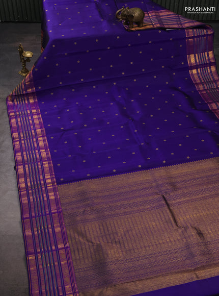 Pure kanchipuram silk saree violet with allover zari woven buttas and zari woven border
