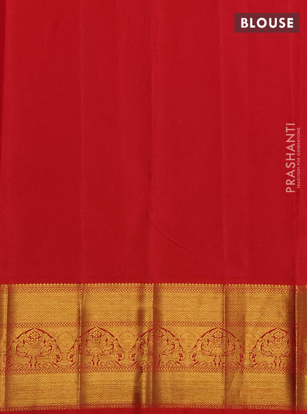 Pure kanchipuram silk saree royal blue and red with zari woven buttas and long zari woven border