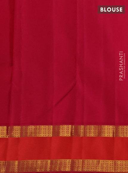 Pure kanchipuram silk saree blue and pink with zari woven buttas and rettapet zari woven border