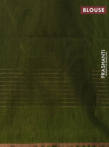 Kora silk cotton saree deep maroon and sap green with allover zari stripe pattern and zari woven butta border