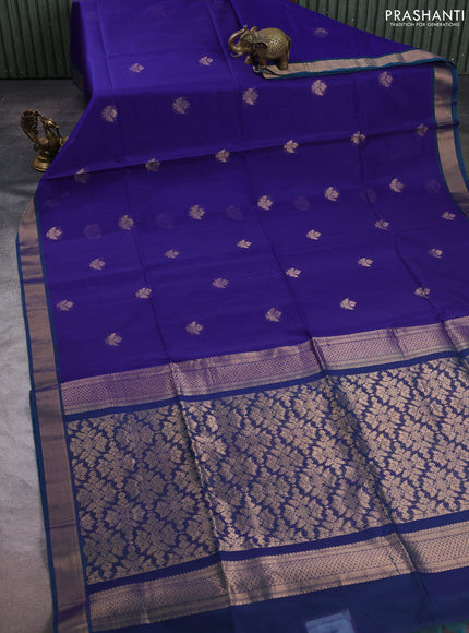 Kora silk cotton saree violet and dual shade of greenish violet with zari woven buttas and zari woven border