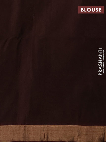 Kora silk cotton saree olive green and deep maroon with zari woven buttas and zari woven border
