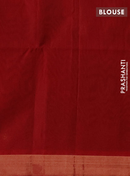 Kora silk cotton saree dual shade of maroon and kumkum red with zari woven buttas and zari woven border