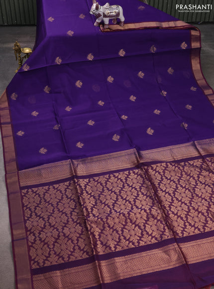 Kora silk cotton saree violet and dual shade of purple with zari woven buttas and zari woven border