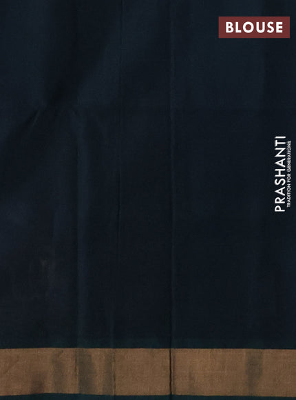Kora silk cotton saree blue and peacock green with zari woven buttas and zari woven border