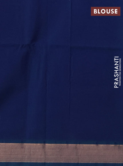 Kora silk cotton saree blue and dual shade of bluish green with zari woven buttas and zari woven border
