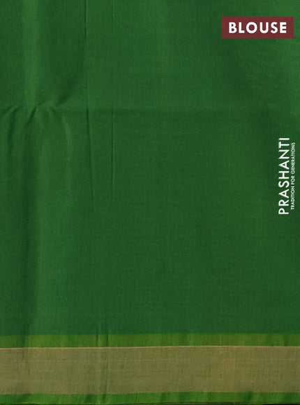 Kora silk cotton saree green and light green with zari woven buttas and zari woven border