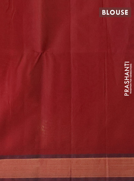 Kora silk cotton saree sunset orange and maroon with zari woven buttas and zari woven border