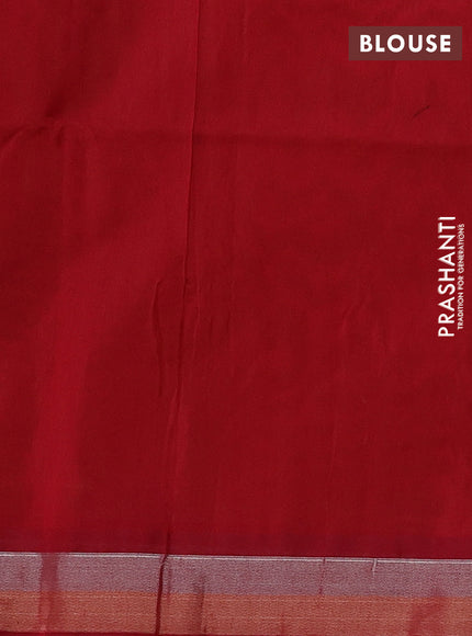 Kora silk cotton saree rust shade and maroon with zari woven buttas and zari woven border