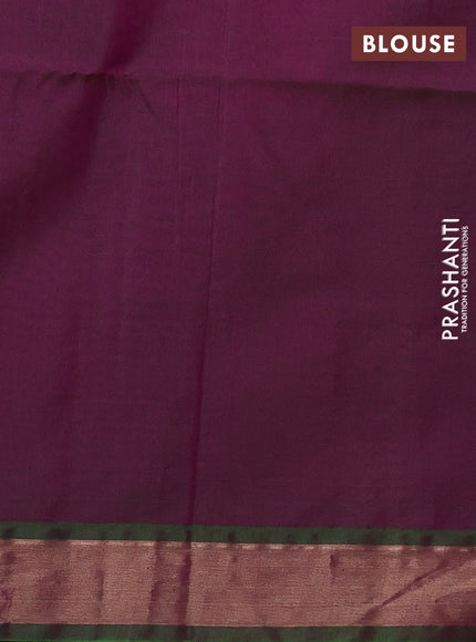 Kora silk cotton saree purple and dual shade of greenish purple with zari woven buttas and zari woven border