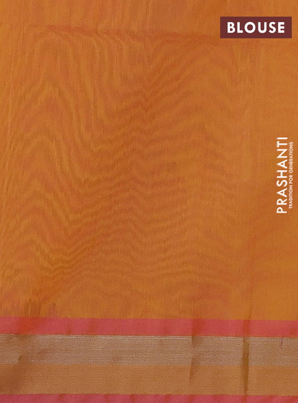 Kora silk cotton saree lime yellow and dual shade of yellowish pink with zari woven buttas and zari woven border