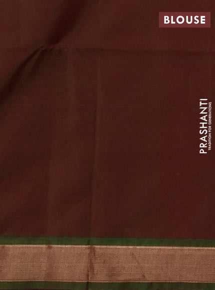 Kora silk cotton saree maroon and dual shade of maroonish green with zari woven buttas and zari woven border