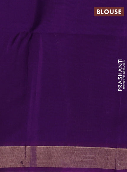 Kora silk cotton saree violet and purple with zari woven buttas and zari woven border