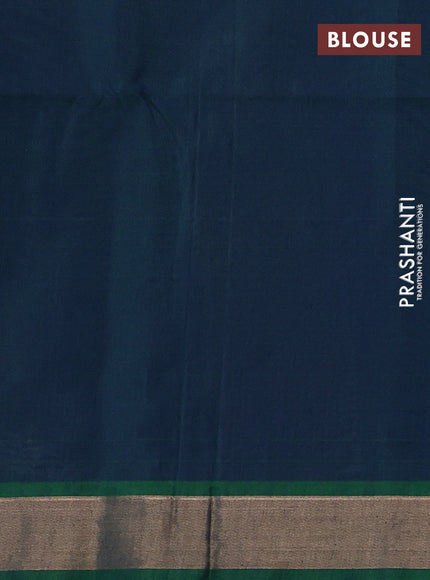 Kora silk cotton saree blue and dual shade of bluish green with zari woven buttas and zari woven border