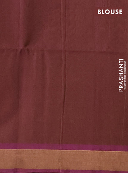 Kora silk cotton saree dark mehendi green and dual shade of brown with zari woven buttas and zari woven border