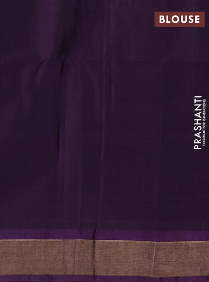Kora silk cotton saree bottle green and purple with zari woven buttas and zari woven border