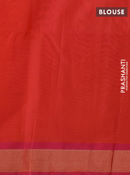 Kora silk cotton saree orange and dual shade of orange with zari woven buttas and zari woven border