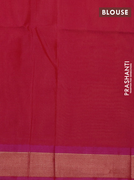 Kora silk cotton saree dual shade of rust shade and dual shade of magenta with zari woven buttas and zari woven border