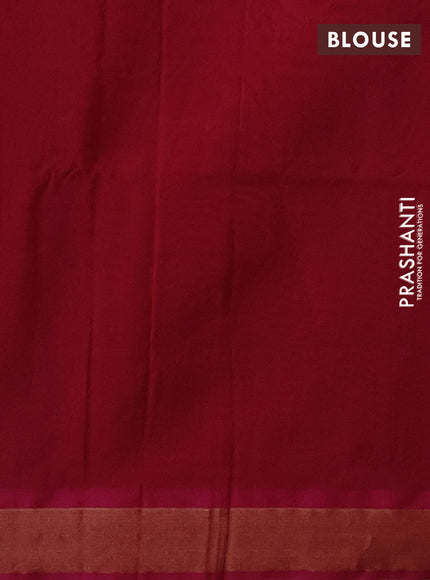 Kora silk cotton saree maroon and pink with zari woven buttas and zari woven border