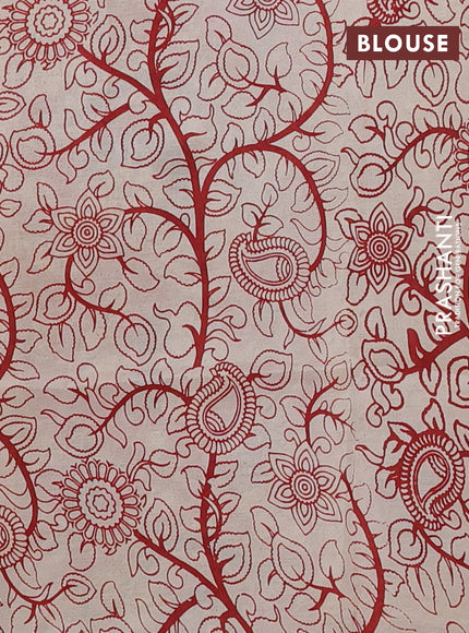 Kalamkari semi silk saree beige and maroon with allover butta prints and printed border