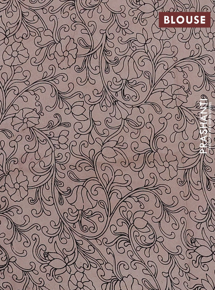 Kalamkari semi silk saree maroon and mustard yellow with allover prints and printed border
