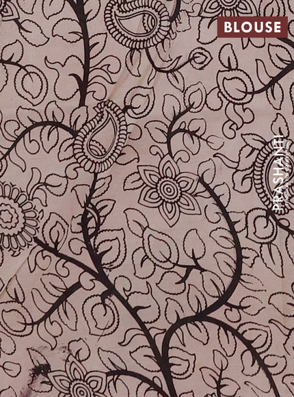 Kalamkari semi silk saree black and maroon with allover prints and printed border