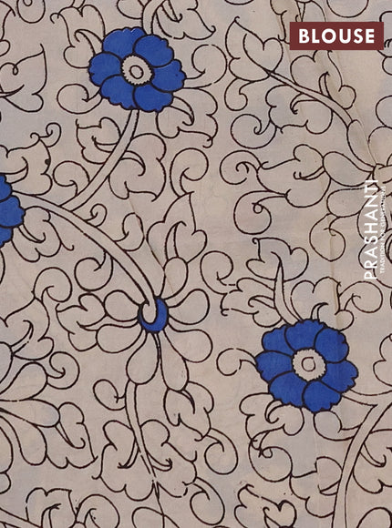 Kalamkari semi silk saree beige and wine shade with allover prints and printed border