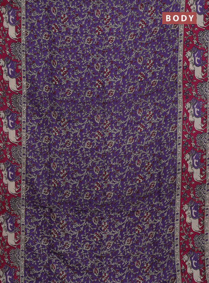 Kalamkari semi silk saree lavender and magenta pink with allover prints and pichwai printed border