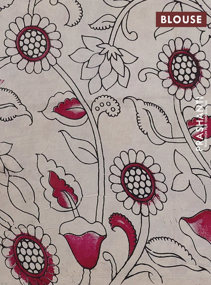 Kalamkari semi silk saree lavender and magenta pink with allover prints and pichwai printed border