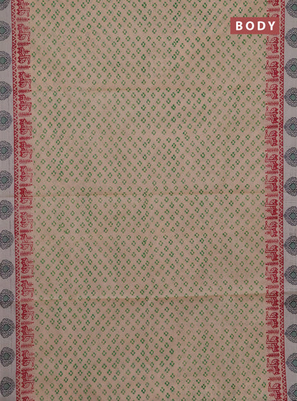 Chettinad cotton saree cream and black with allover butta prints and thread woven border