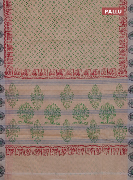 Chettinad cotton saree cream and black with allover butta prints and thread woven border