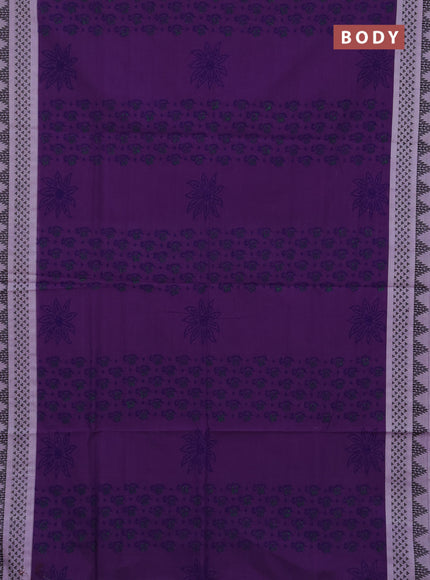 Chettinad cotton saree violet and pastel violet with allover butta prints and thread woven border