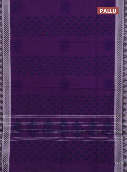 Chettinad cotton saree violet and pastel violet with allover butta prints and thread woven border