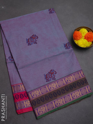 Chettinad cotton saree purple with butta prints and ganga jamuna border
