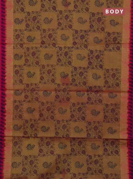 Chettinad cotton saree dual shade of pink and pink with allover butta prints and thread & zari woven border