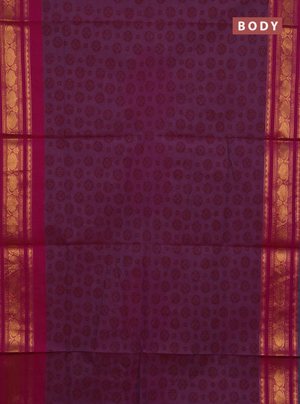 Chettinad cotton saree pastel maroon and pink with allover butta prints and zari woven border