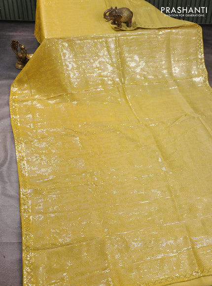 Organza Saree yellow and mustard yellow with allover sequin embroidery work