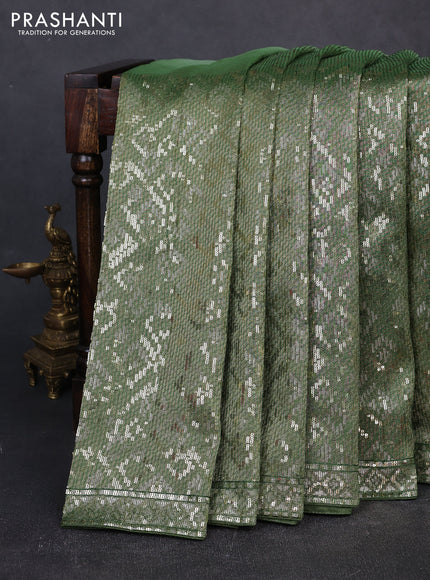 Banarasi Silk green and dark green with allover sequin embroidery work