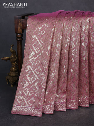 Banarasi Silk pastel pink and magenta pink with allover sequin embroidery work
